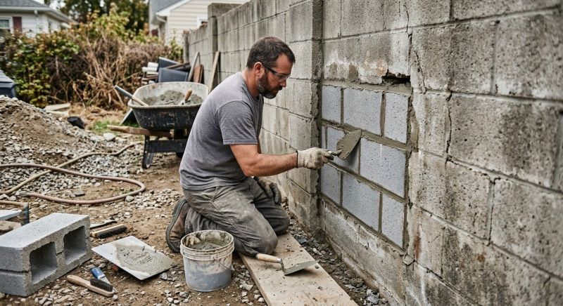 Cinder Block Wall Repair in North Brunswick, NJ